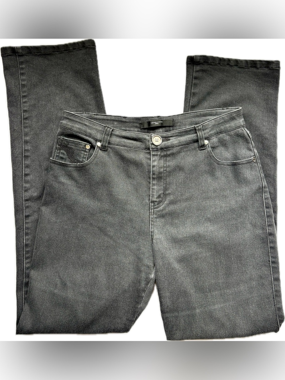 Simon Chang Charcoal Straight Leg Jeans Style 8195 - Size 8